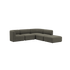 Curved dark gray Fjord corner sofa with an open end and soft rounded cushions in a calm Scandinavian design by sackit
