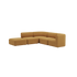Tan Scandinavian corner sofa with a curved back and open end in soft textured upholstery by sackit for stylish indoor seating