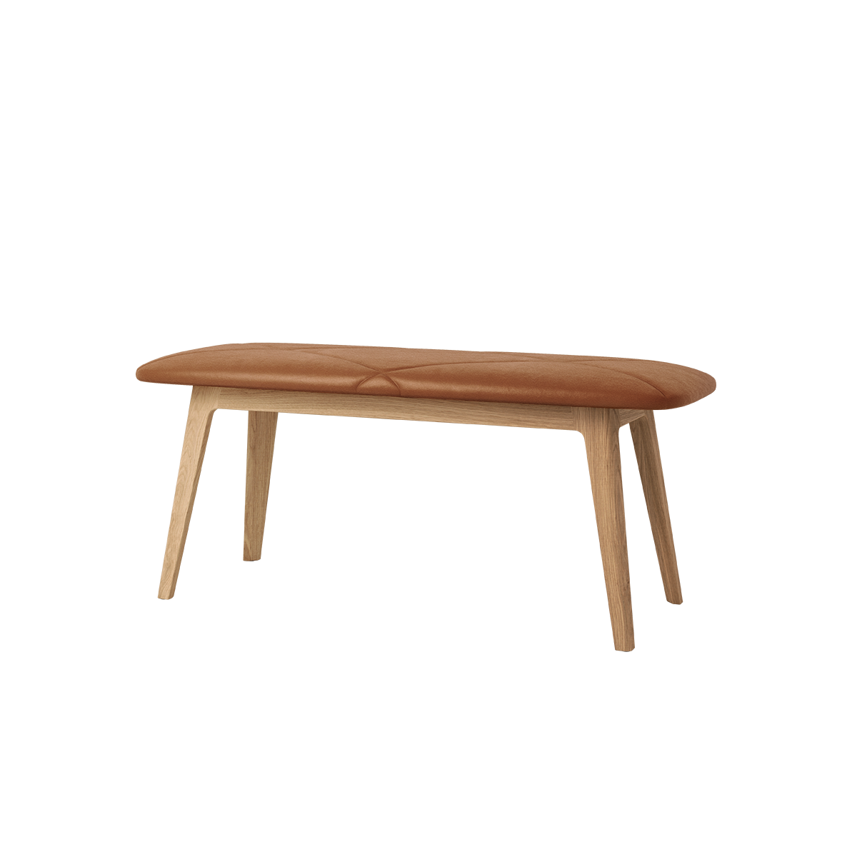 Nordic Bench with Terra Safari leather seat and solid oak wood frame in natural finish