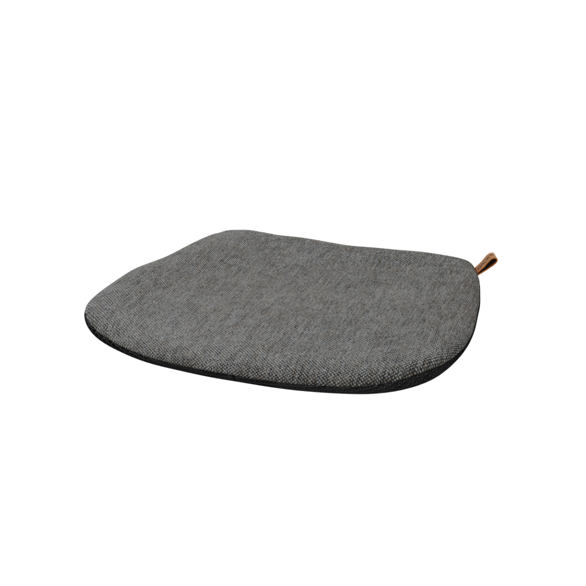 Gray outdoor cushion designed for Patio Chair no. One with non-slip backing and quick-dry foam filling