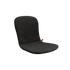 Black slipover cushion designed for Patio Chair no. One with non-slip backing and quick dry foam filling.