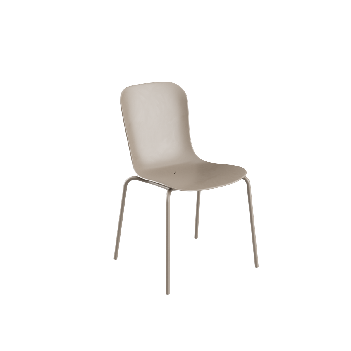 Taupe Patio Chair no. One S1 with molded recycled plastic shell and powder-coated steel frame.