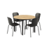 Kirra Dining Table with round black tabletop and four black Patio Chair No. One S1 chairs outdoors