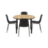 Kirra Dining Table Ø110 with four Olive/Noir Patio Chair no. One S2 chairs in outdoor setting