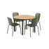 Kirra Dining Table Noir with four Olive and Noir Patio Chair No. One S1 set on white background