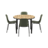 Round Kirra Dining Table Noir with four Olive and Noir Patio Chair no. One S2 outdoor chairs