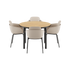 Round Kirra Dining Table with olive and black Patio Chair no. One S2 on a white background