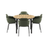 Kirra round black dining table with four olive and black Patio Chair no. One S2 chairs outdoors