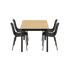 Kirra Dining Table 150x90 with four Noir Patio Chair no. One S1 chairs in black powder-coated aluminum and teak.
