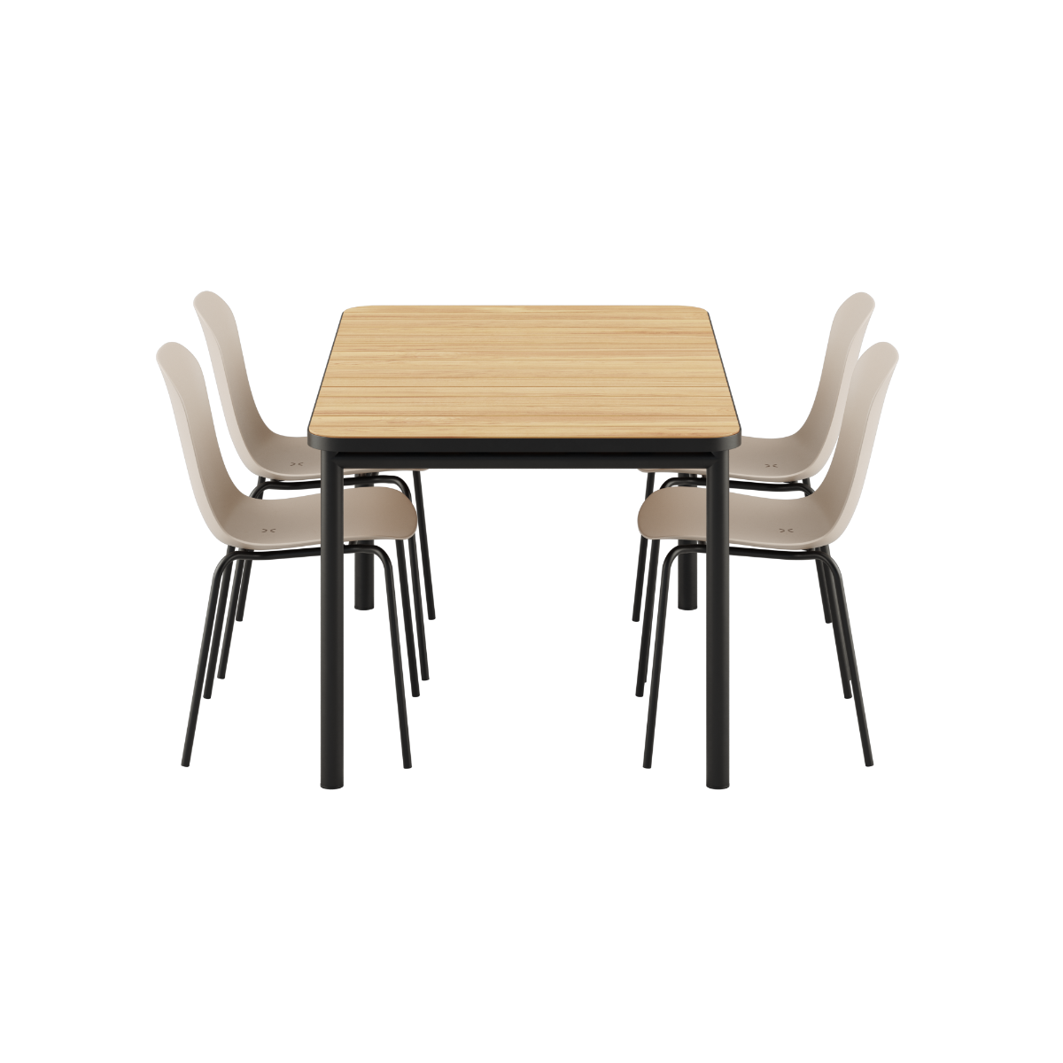 Noir Kirra Dining Table 150x90 with four Noir Patio Chair no. One S1 chairs in outdoor setting