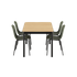 Noir Kirra Dining Table 150x90 with four Noir Patio Chair no. One S1 chairs in outdoor setting