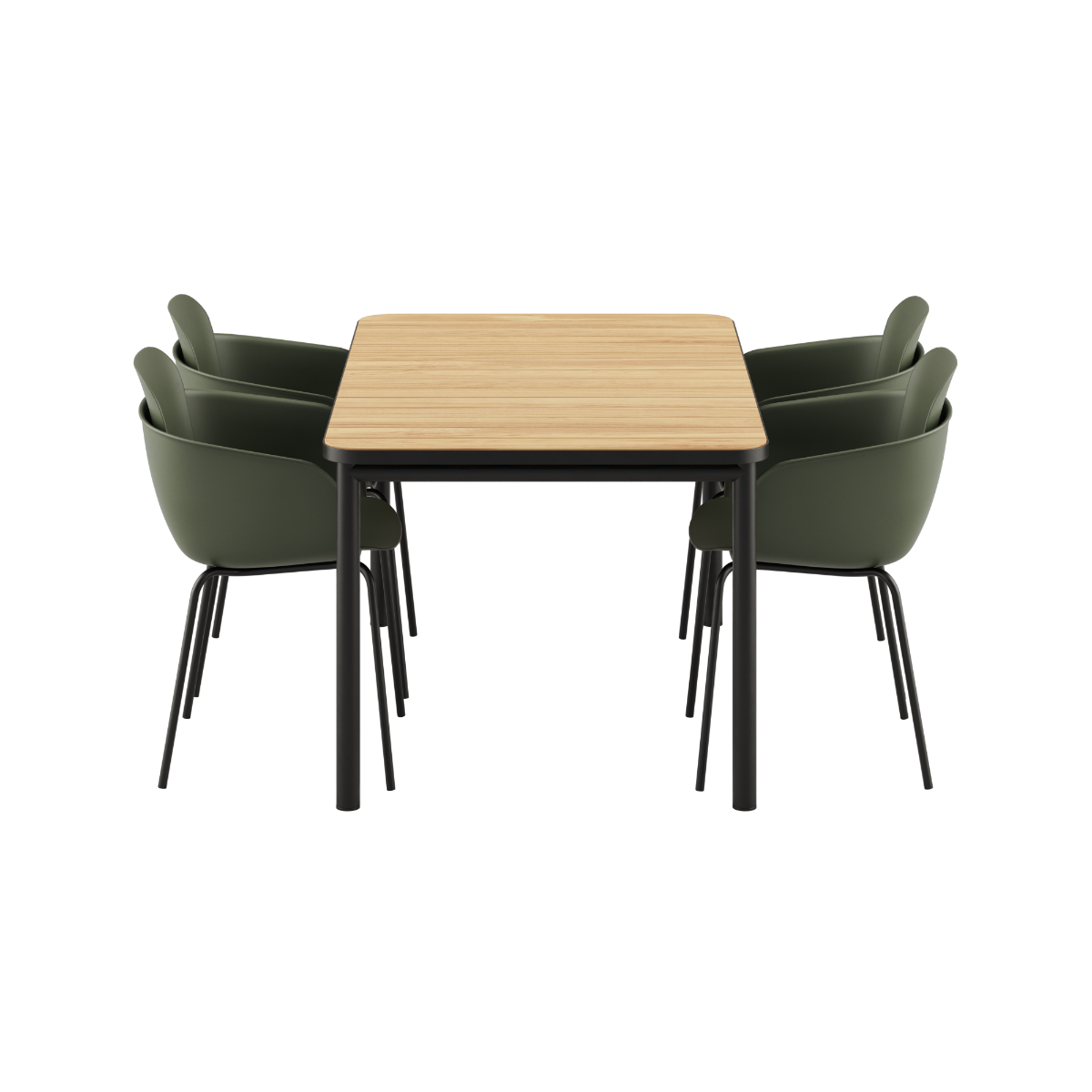 Noir Kirra Dining Table 150x90 with four Noir Patio Chair no. One S1 chairs in outdoor setting