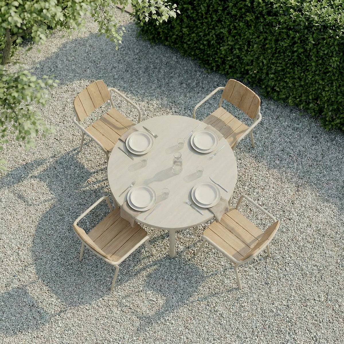 Kirra Dining table Ø110 Ceramic - Round outdoor dining table for 4 people in ceramic and aluminium
