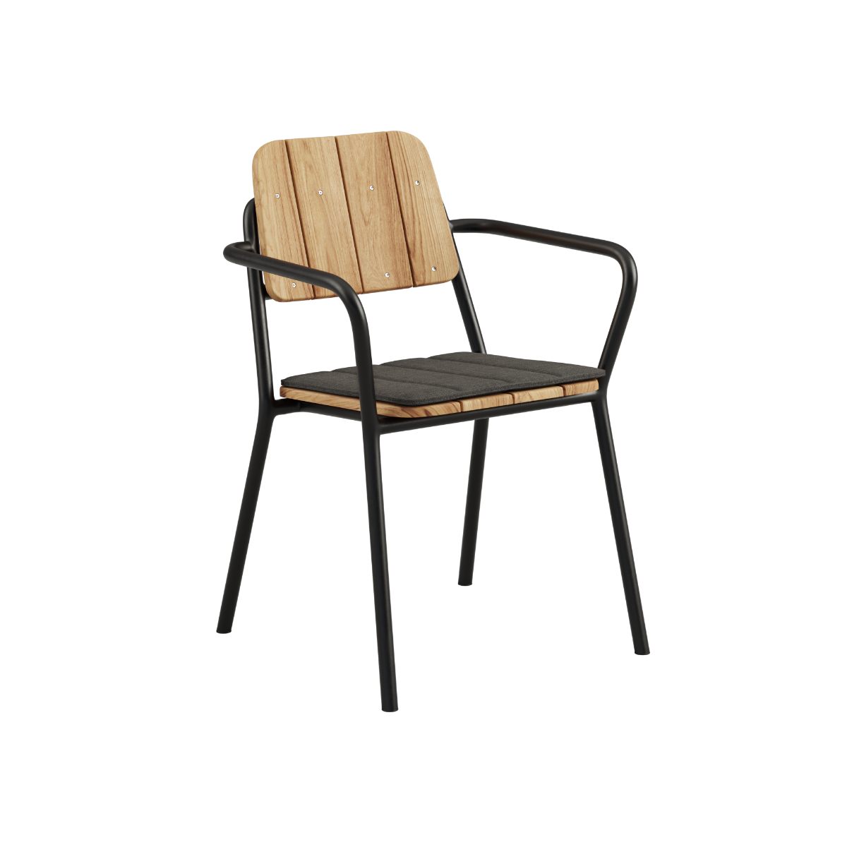 Kirra Patio Chair Cushion in Kirra Noir color with olefin cover and integrated strap for outdoor use