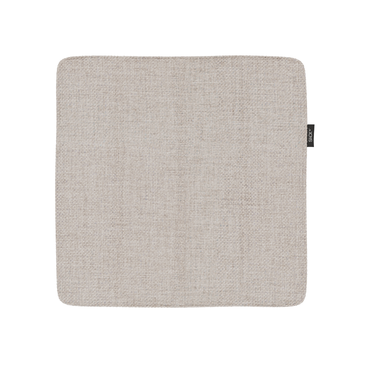 Neutral beige outdoor chair cushion with softly rounded corners and textured woven fabric designed to fit the Kirra patio chair by sackit