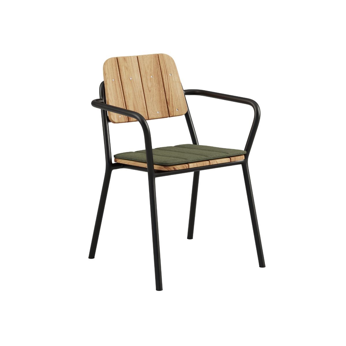 Kirra Noir cushion designed for Kirra Patio Chair in dark olefin fabric with strap on back.