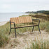 Kirra Patio Bench in Noir with powder-coated aluminum frame and teak wood seat outdoors