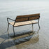 Noir Kirra Patio Bench with powder-coated aluminum frame and teak wood seat outdoors