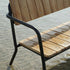 Kirra Patio Bench in Noir with powder-coated aluminum frame and teak wood seat outdoors