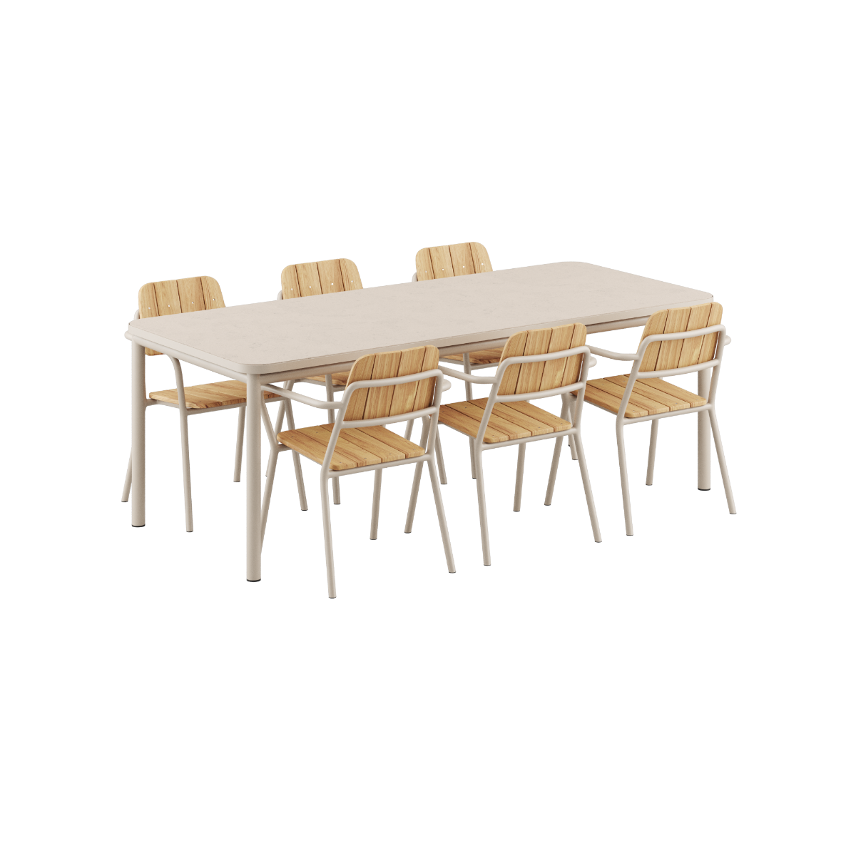 Kirra Dining Table Ceramic & 6 Kirra Patio Chair
