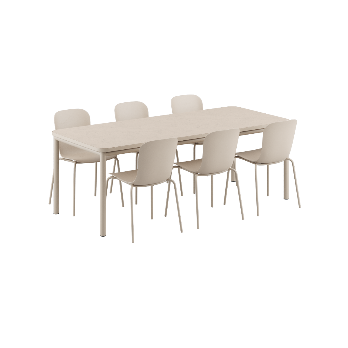 Kirra Dining Table Ceramic & 6 Kirra Patio Chair