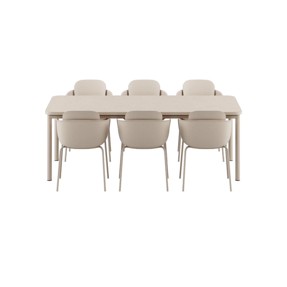 Kirra Dining Table Ceramic & 6 Kirra Patio Chair