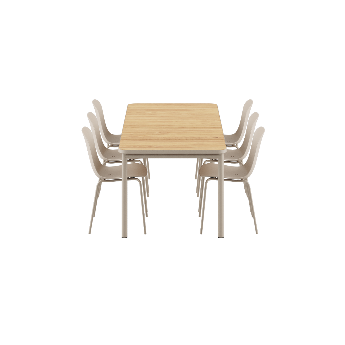 Kirra taupe dining table 210x90 with six taupe Patio Chair no. One S2 outdoor chairs on white background