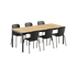Kirra Dining Table with six black Patio Chair no. One S1 chairs in black, outdoor setting