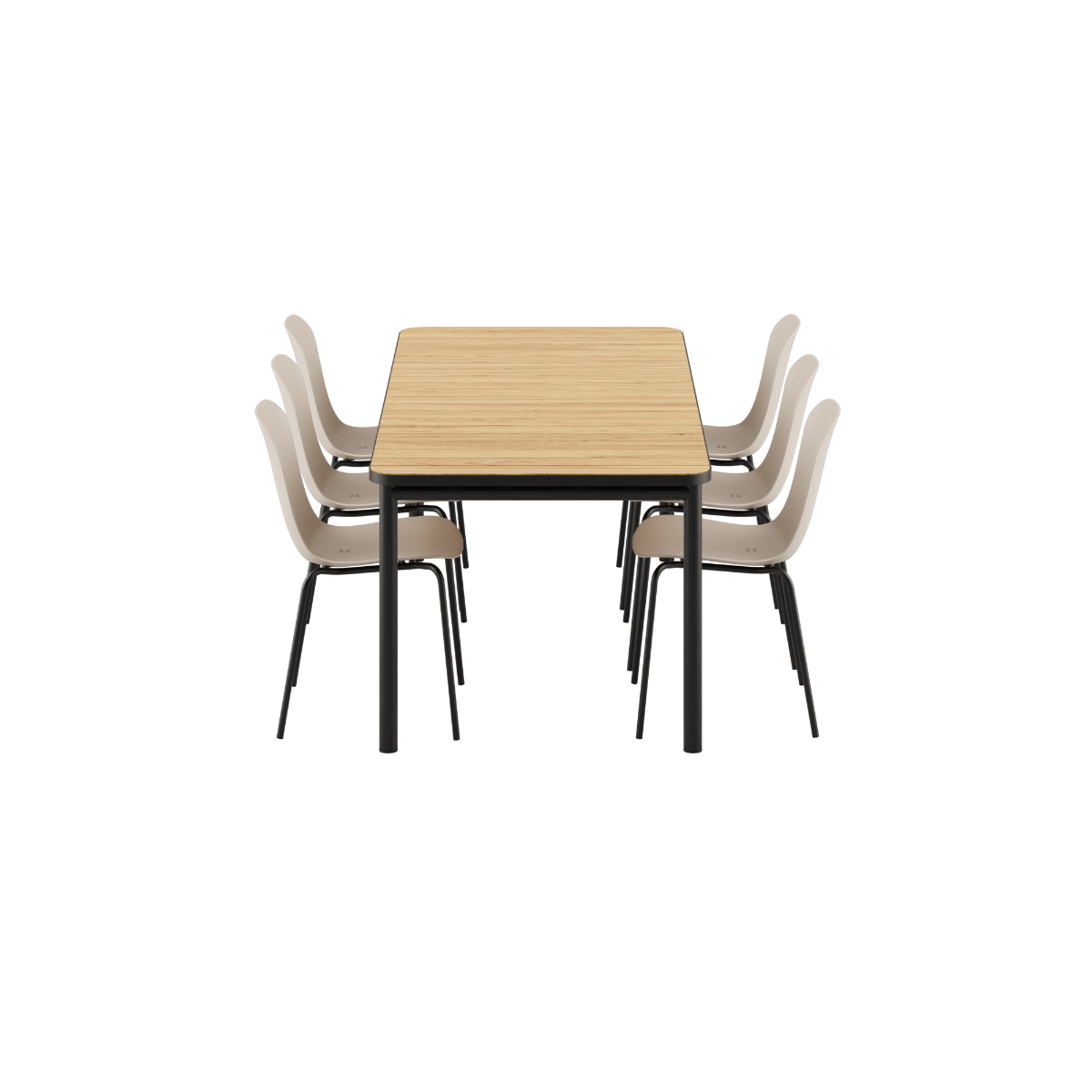 Kirra Dining Table 210x90 with six Olive and Noir Patio Chair no. One S2 chairs in outdoor setting