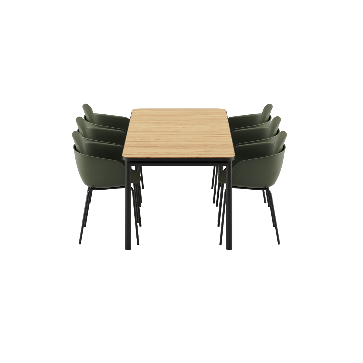 Kirra Dining Table with olive and noir Patio Chair no. One S2 set on white background