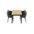Kirra Dining Table with olive and noir Patio Chair no. One S2 set on white background