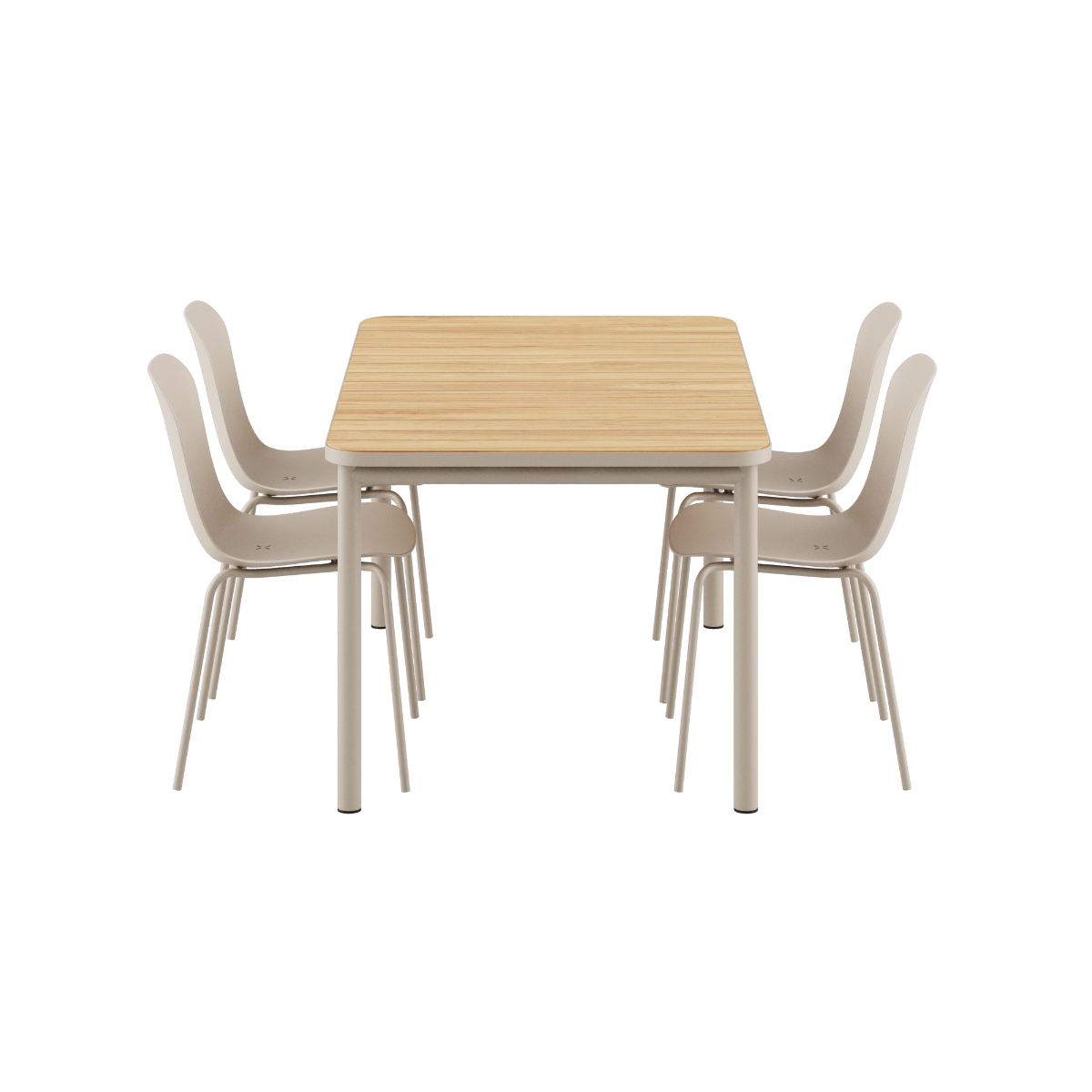 Kirra Dining Table 150x90 with four taupe Patio Chair no. One S2 chairs in outdoor setting