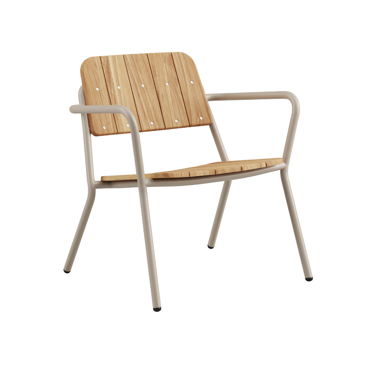 Kirra Patio Lounge Chair in taupe with powder-coated aluminum and teak wood frame