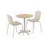 Kirra Café Table in taupe with two Patio Chair no. One S1 in matching taupe color set on white background