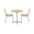 Kirra Café Table in taupe with two Patio Chair no. One S2 chairs in matching taupe color outdoors