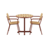Chestnut Kirra Café Table with two Kirra Patio Chairs in matching chestnut color on white background