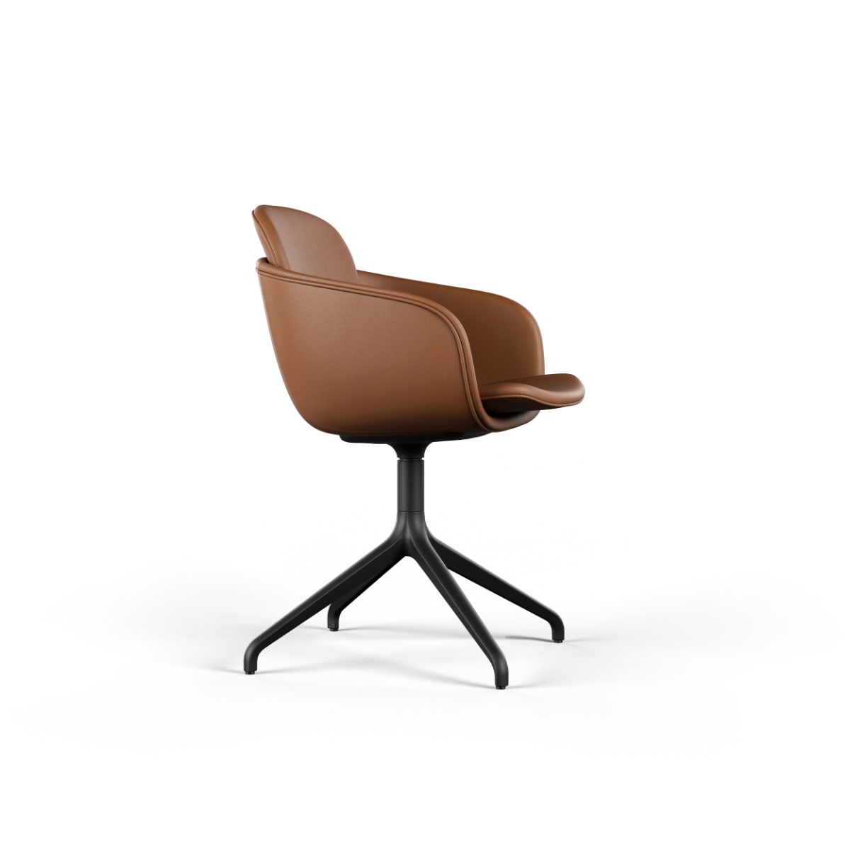 Terra Black Chair no. One S2 with swivel base and double shell design upholstered in Nordic leather