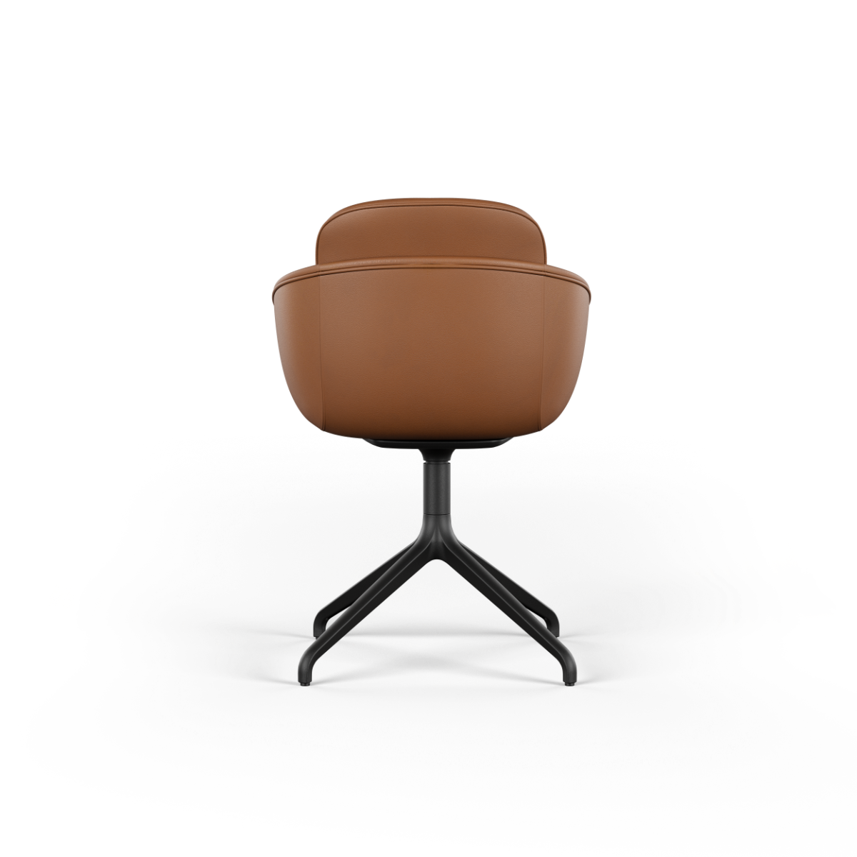 Terra Black Chair no. One S2 with black leather upholstery and black swivel base without return swivel