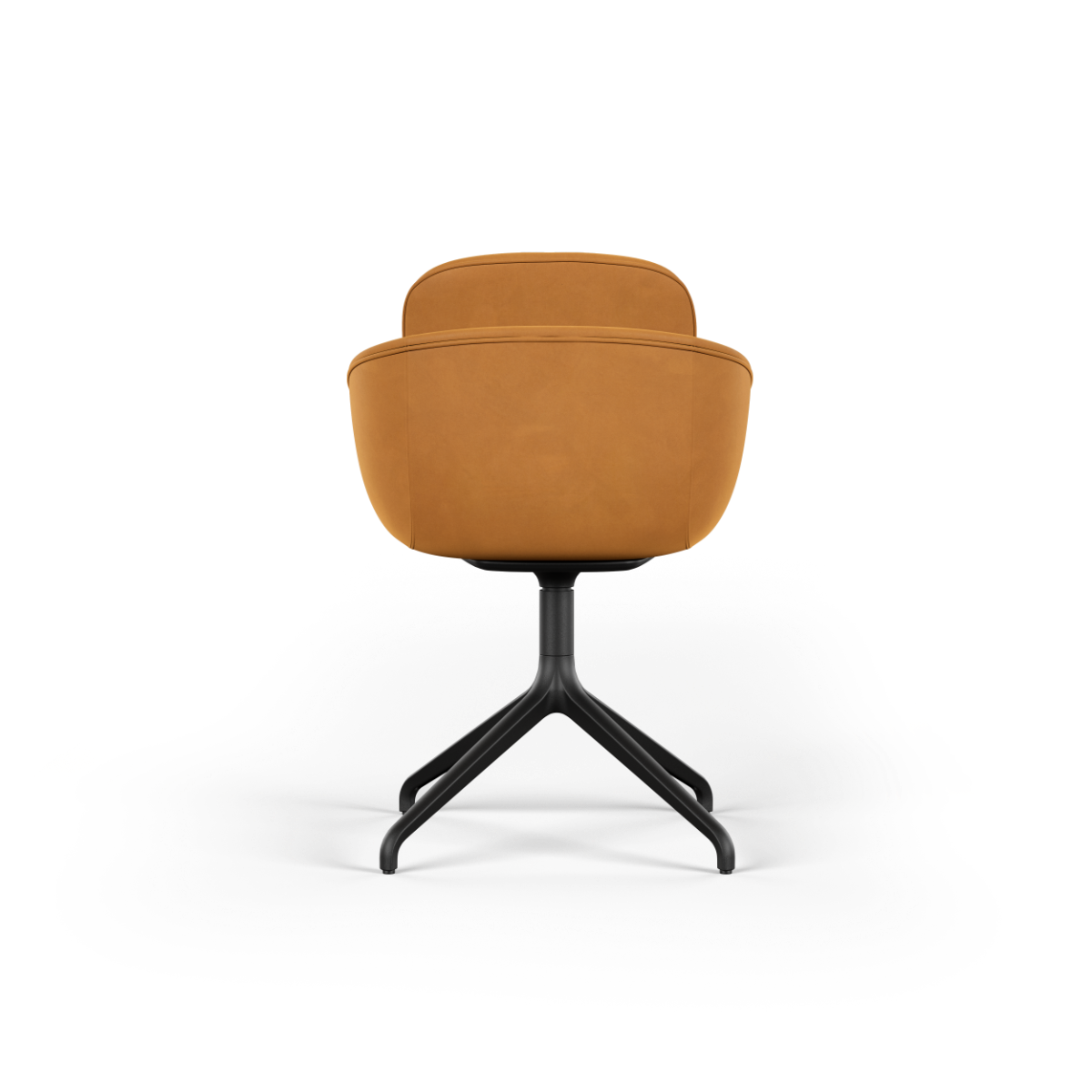 Terra Safari Chair no. One S2 with swivel base, upholstered in leather with double shell design.