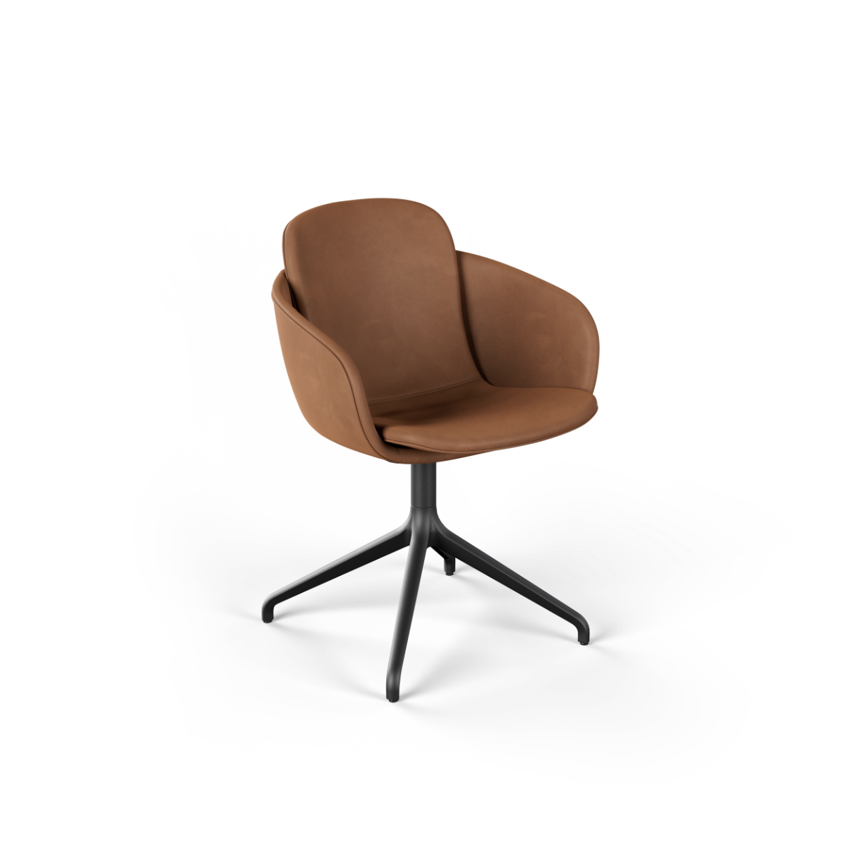 Chair no. One S2 with Luna Walnut upholstery and swivel base without return swivel, indoor dining chair