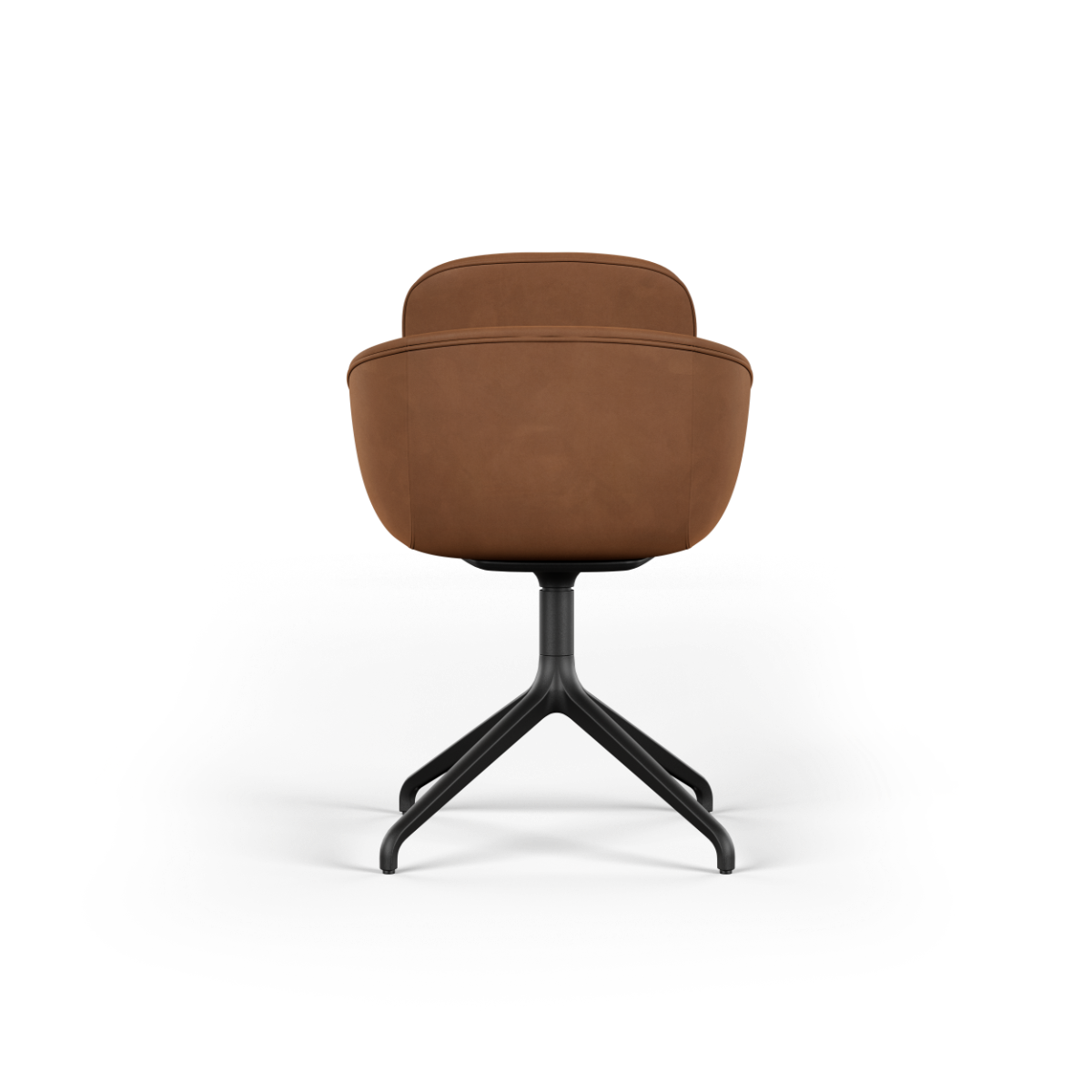 Terra Safari Chair no. One S2 with swivel base and double shell design upholstered in leather.