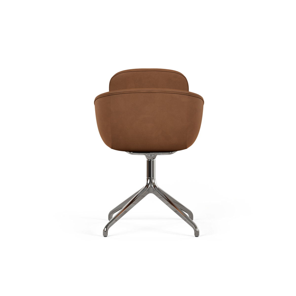 Chair no. One S2 with Luna Sandstone leather upholstery and polished swivel base.