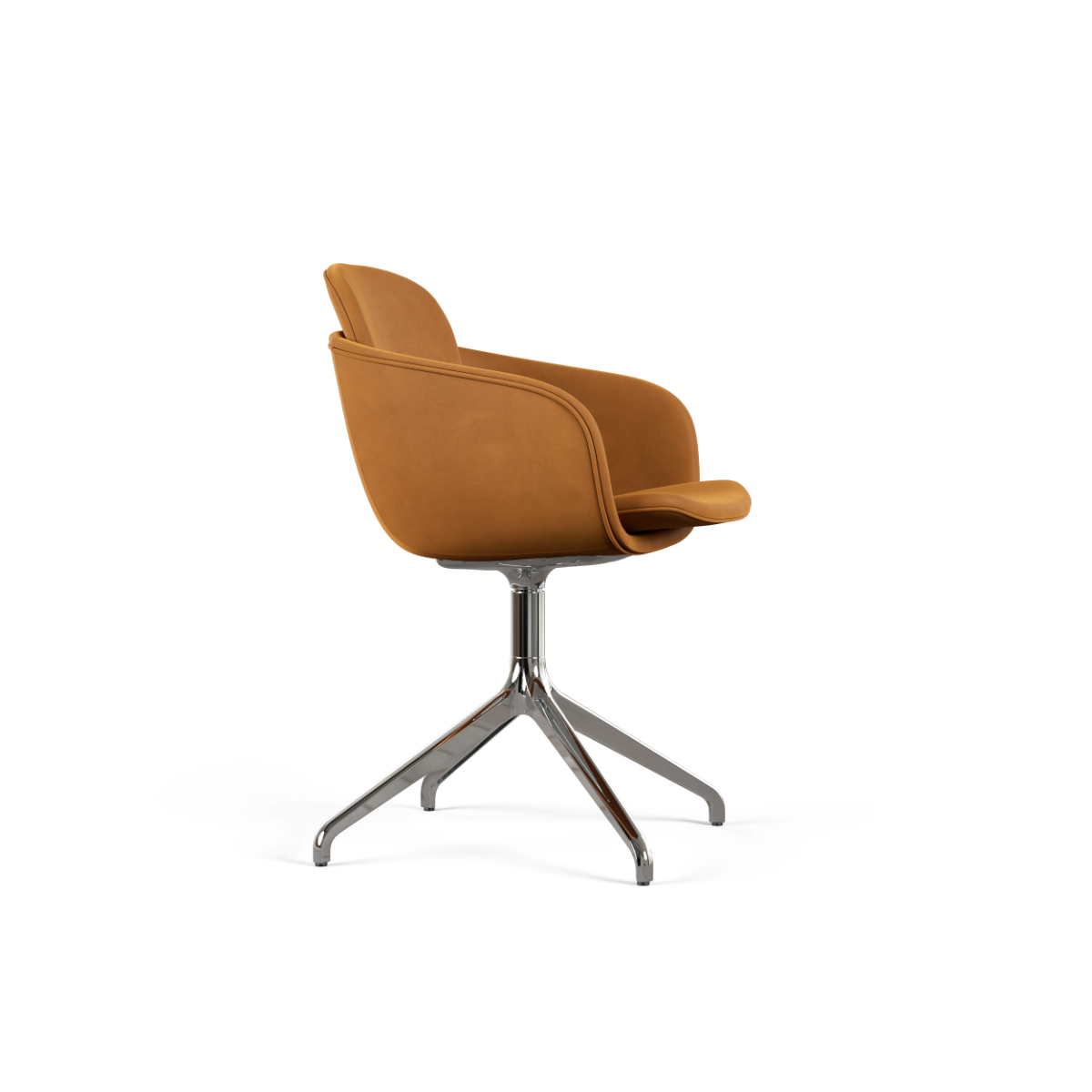 Terra Black Chair no. One S2 Polished Swivel with double shell design and polished aluminum base