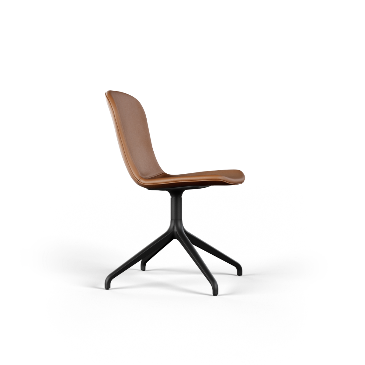 Terra Black Chair no. One S1 with black leather upholstery and black swivel base without return swivel