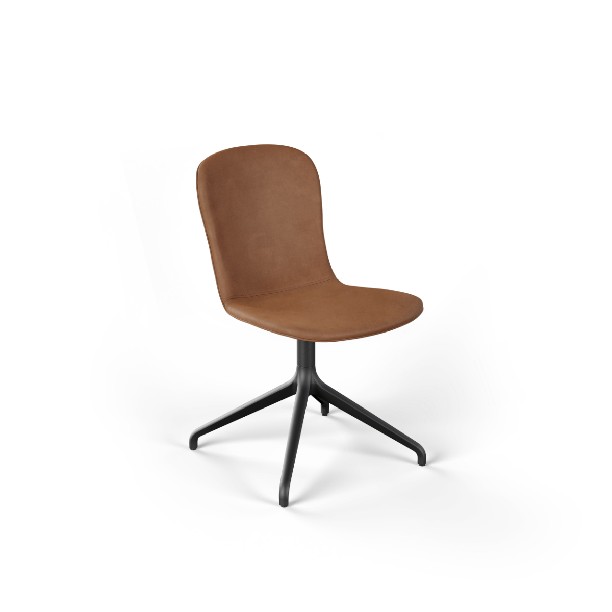 Chair no. One S1 indoor dining chair with Luna Walnut leather upholstery and swivel base without return swivel