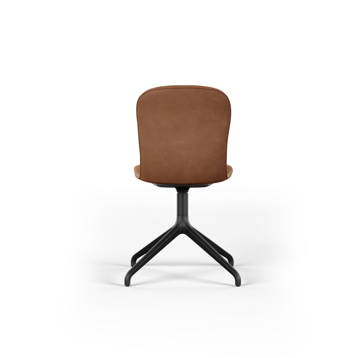 Terra Safari Chair no. One S1 dining chair with recycled plastic shell and leather upholstery, no swivel return.