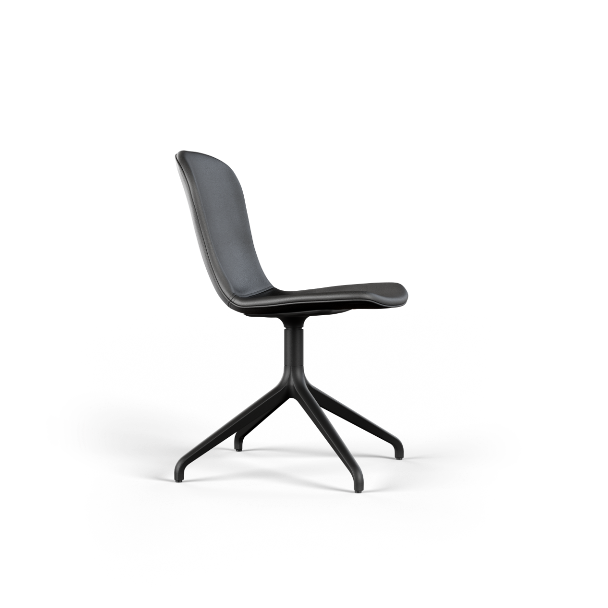 Terra Black Chair no. One S1 swivel dining chair with leather upholstery and cast aluminum base