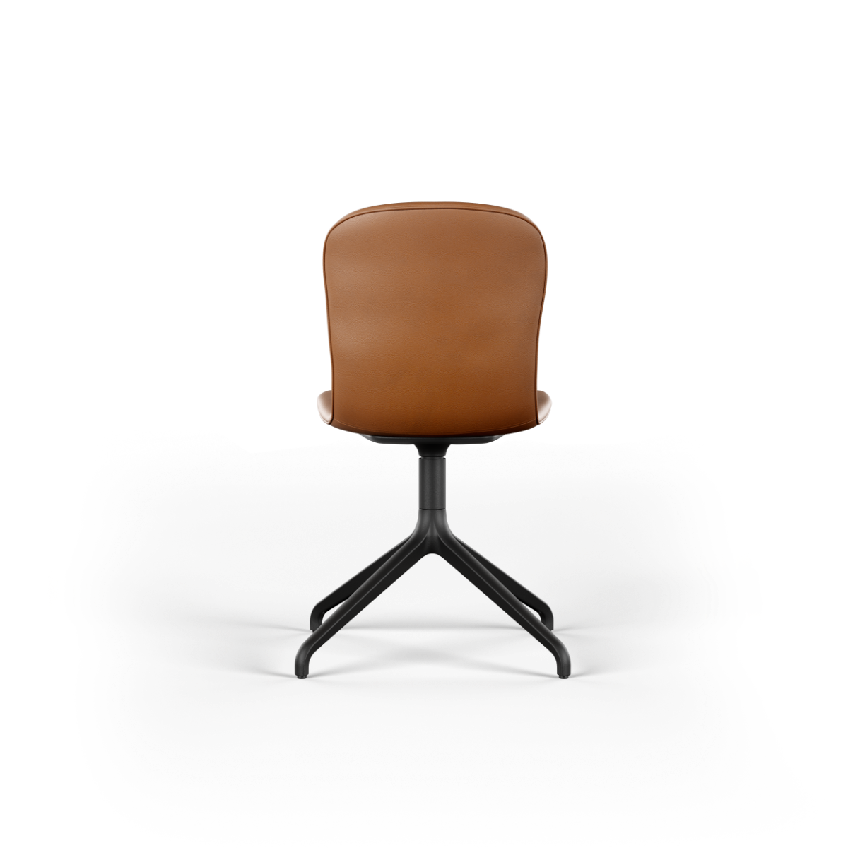 Terra Black Chair no. One S1 with swivel base in recycled plastic and leather upholstery