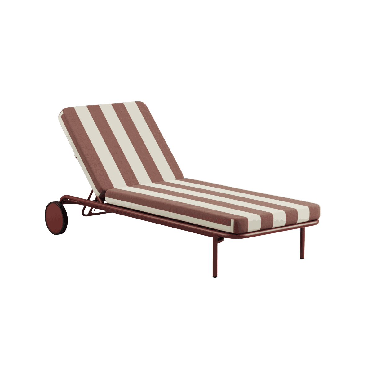 Mollis Sunbed outdoor lounger with adjustable backrest in Renesse Chestnut color and powder-coated aluminum frame