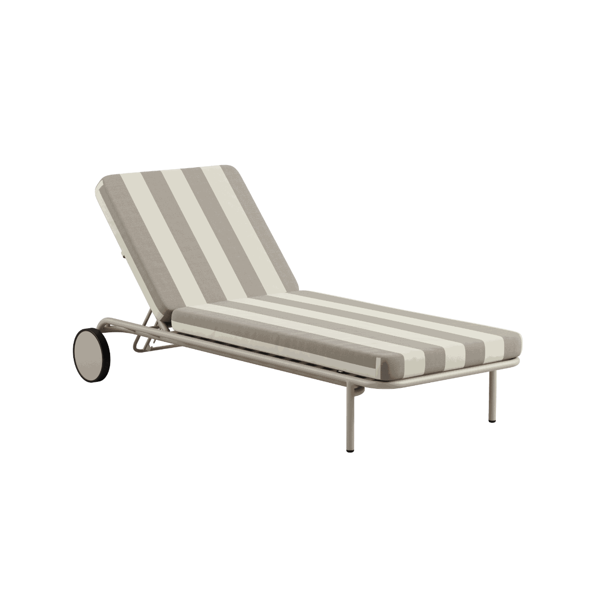 Mollis Sunbed in Renesse Taupe with adjustable backrest and powder-coated aluminum frame outdoors